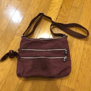 Burgundy Kipling Hipster Bag